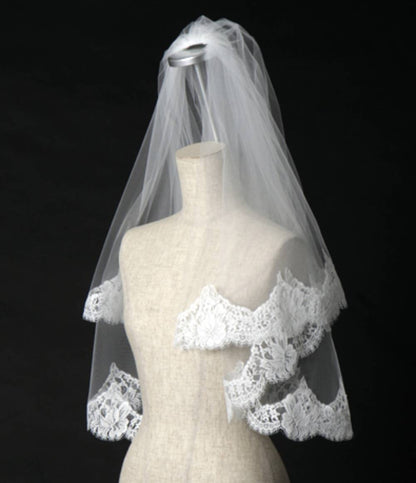 フランス製リバーレースのロングベールJVL137L 【結婚式 ベール レンタル】