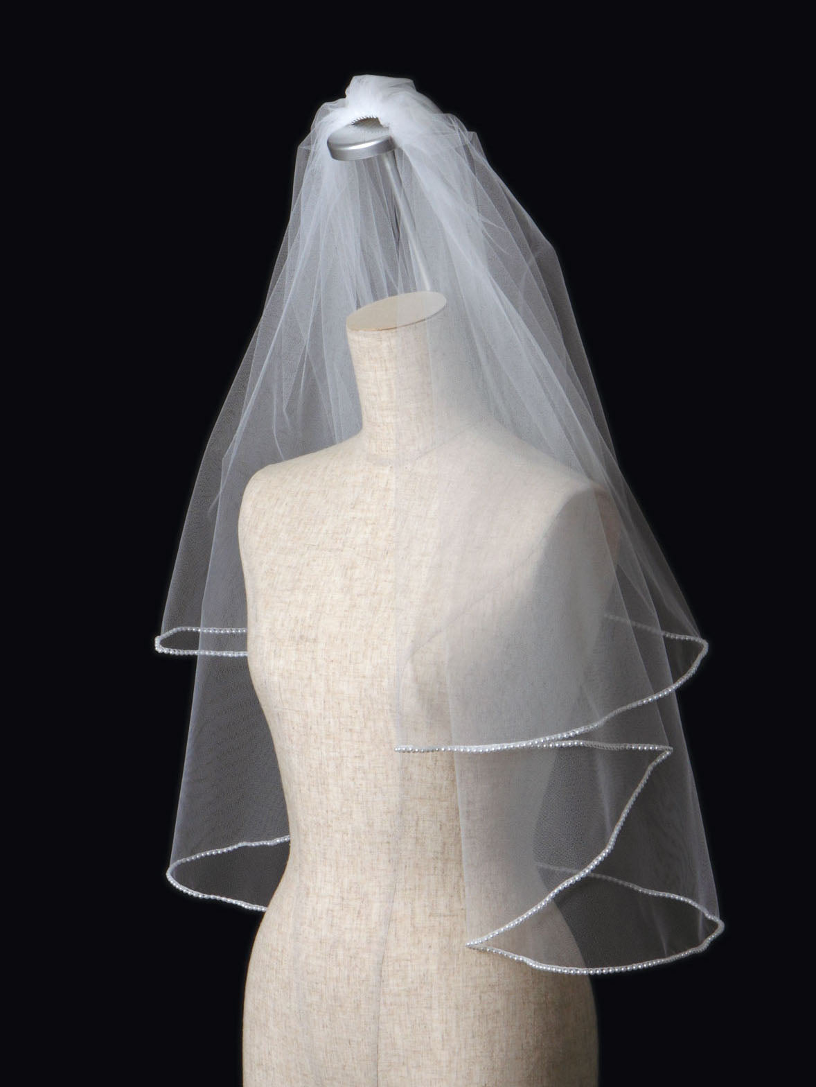 パールブレードのパイピングロングベール 【結婚式 ベール レンタル】