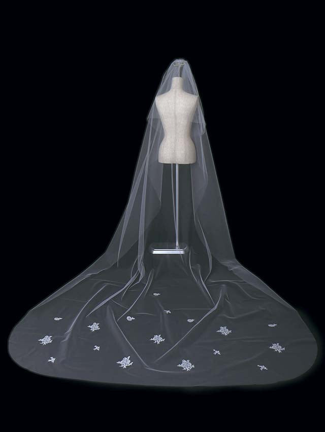フランスリバーレースのロングベール 【結婚式 ベール レンタル】