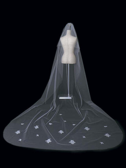 フランスリバーレースのロングベール 【結婚式 ベール レンタル】