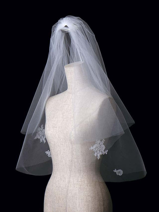 フランスリバーレースのショートベール 【結婚式 ベール レンタル】