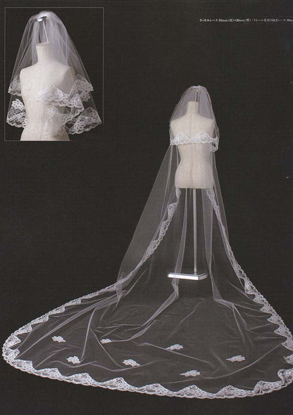 豪華ラッセルレースのロングベール 【結婚式 ベール レンタル】