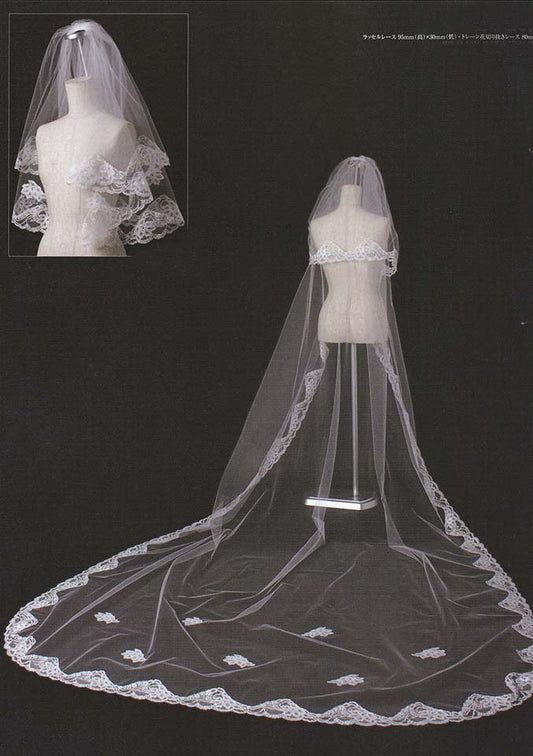 豪華ラッセルレースのロングベール 【結婚式 ベール レンタル】