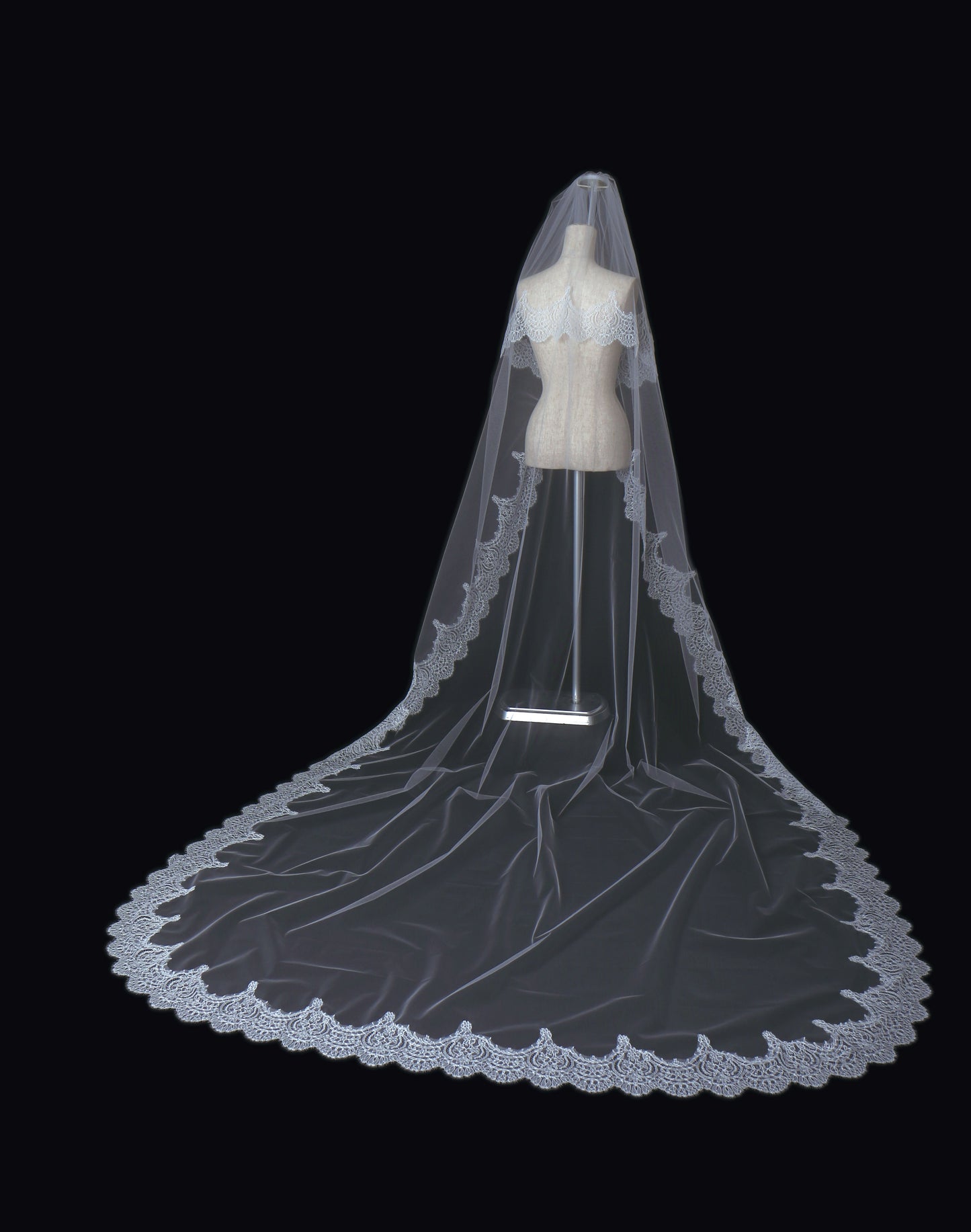 繊細フランス製リバーレース★ロングベール 【結婚式 ベール レンタル】