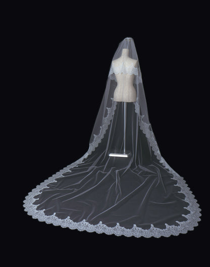 繊細フランス製リバーレース★ロングベール 【結婚式 ベール レンタル】