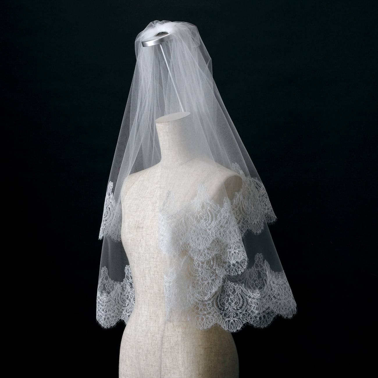 繊細フランス製リバーレース★ロングベール 【結婚式 ベール レンタル】