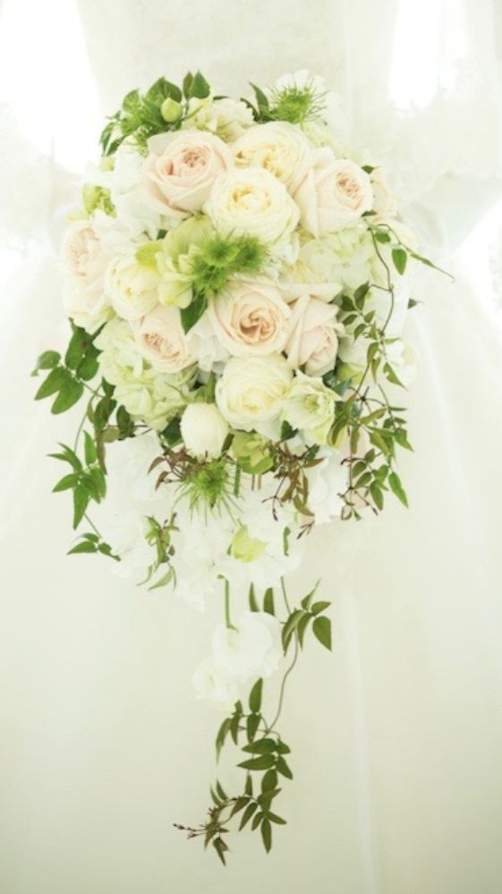 【生花】オーダーメイド/シャワーブーケ[セットプランJulia] 【結婚式 フラワー 生花 ブーケ ブートニア オーダーメイド】