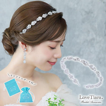 カチューシャ【ルミナス】ロング【結婚式 ヘアアクセサリー】（KA-16long）