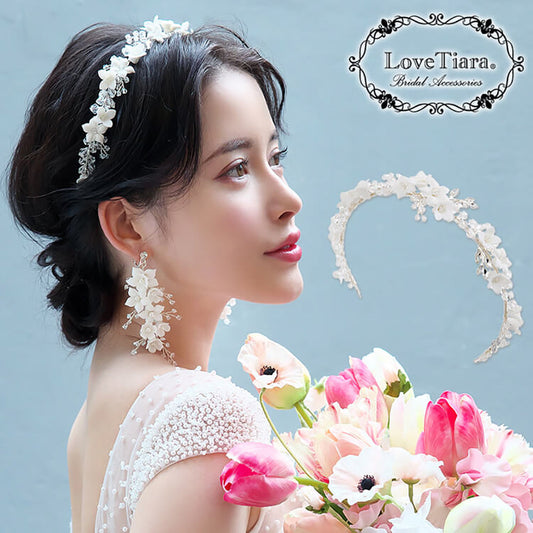 カチューシャ【ホワイトフラワー】 【結婚式 ヘアアクセサリー】（KA-29）