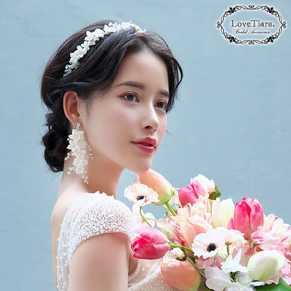 カチューシャ【ホワイトフラワー】 【結婚式　ヘアアクセサリー】