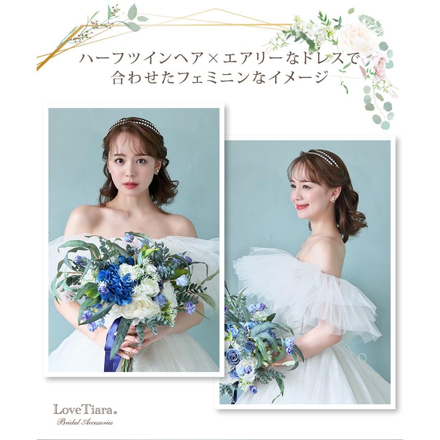 2連クリスタルカチューシャ&イヤリング【結婚式　ヘアアクセサリー】