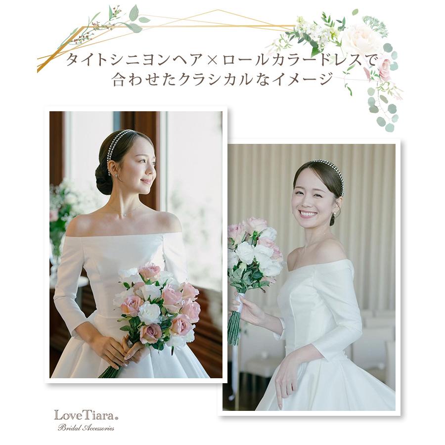 2連クリスタルカチューシャ&ピアス【結婚式 ヘアアクセサリー】（KA-32p）