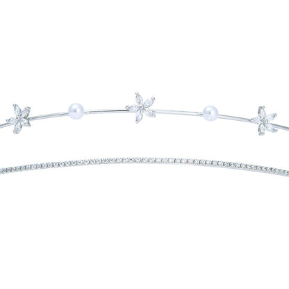 2連ステーションジルコニアカチューシャ【結婚式 ヘアアクセサリー】（KA-35）