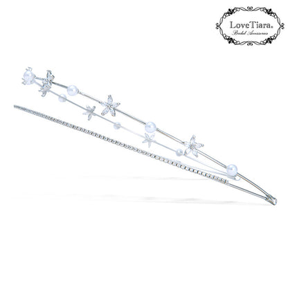 2連ステーションジルコニアカチューシャ【結婚式 ヘアアクセサリー】（KA-35）