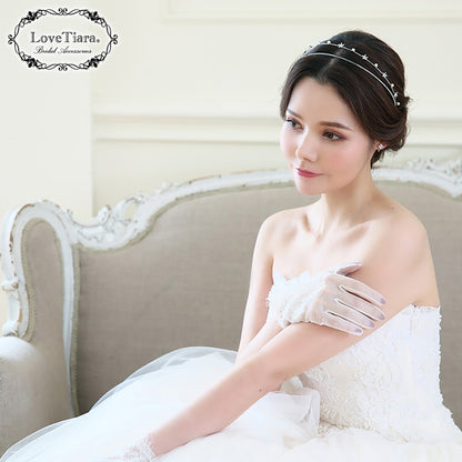 2連ステーションジルコニアカチューシャ【結婚式　ヘアアクセサリー】