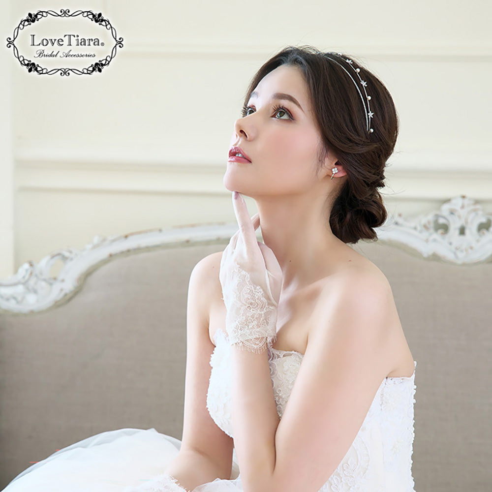 2連ステーションジルコニアカチューシャ【結婚式 ヘアアクセサリー】（KA-35）