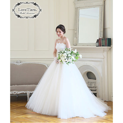 2連ステーションジルコニアカチューシャ【結婚式 ヘアアクセサリー】（KA-35）