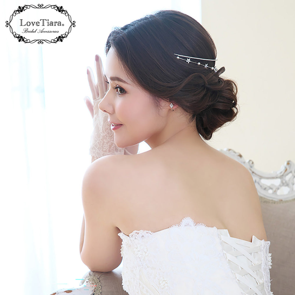 2連ステーションジルコニアカチューシャ【結婚式　ヘアアクセサリー】