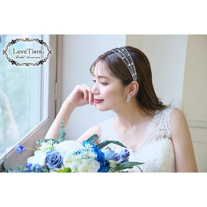 7連ステーションジルコニアカチューシャ【結婚式 ヘアアクセサリー】（KA-36）