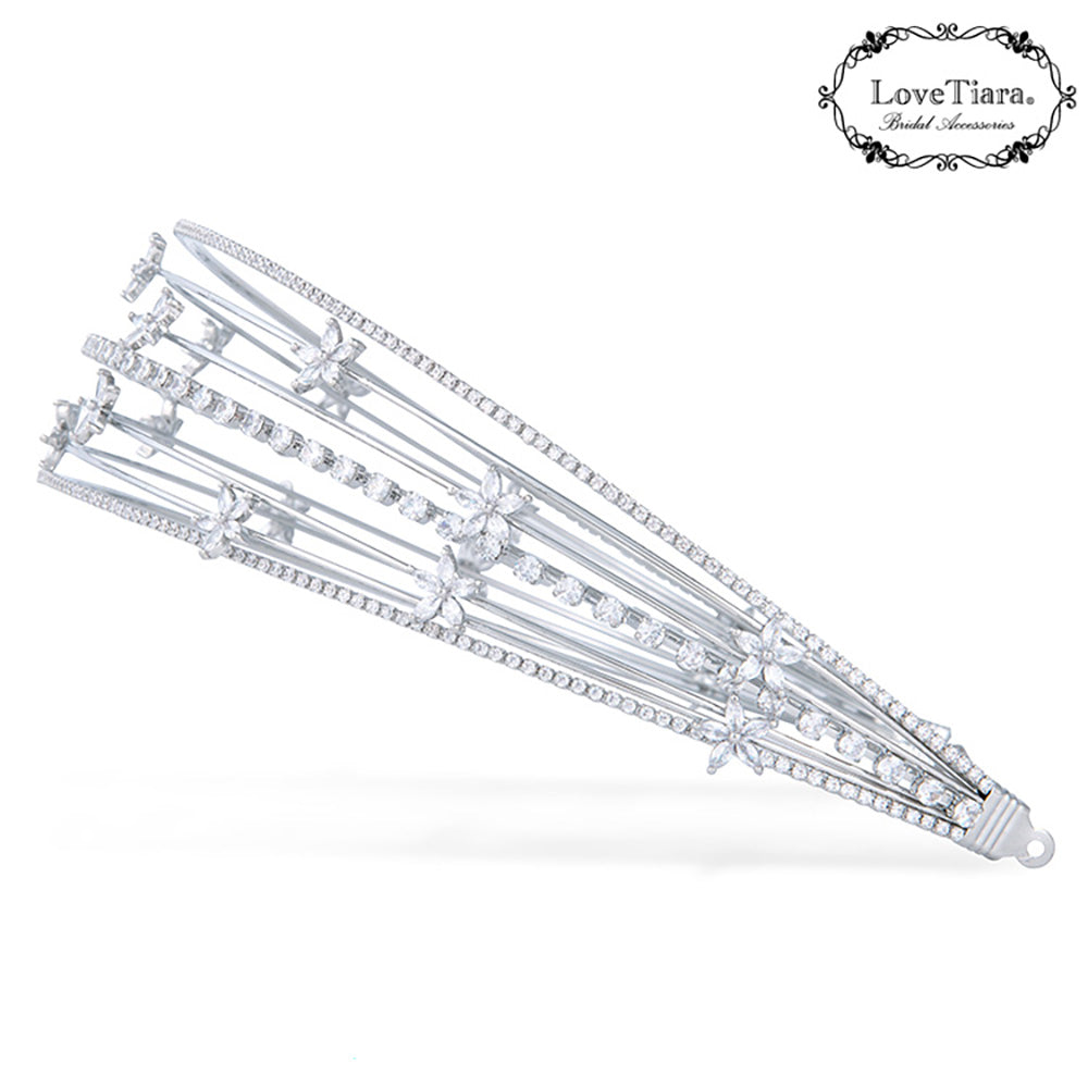 7連ステーションジルコニアカチューシャ【結婚式 ヘアアクセサリー】（KA-36）