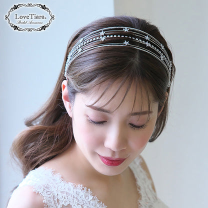 7連ステーションジルコニアカチューシャ【結婚式 ヘアアクセサリー】（KA-36）