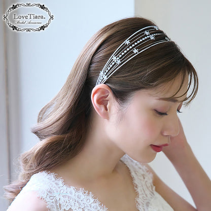 7連ステーションジルコニアカチューシャ【結婚式　ヘアアクセサリー】