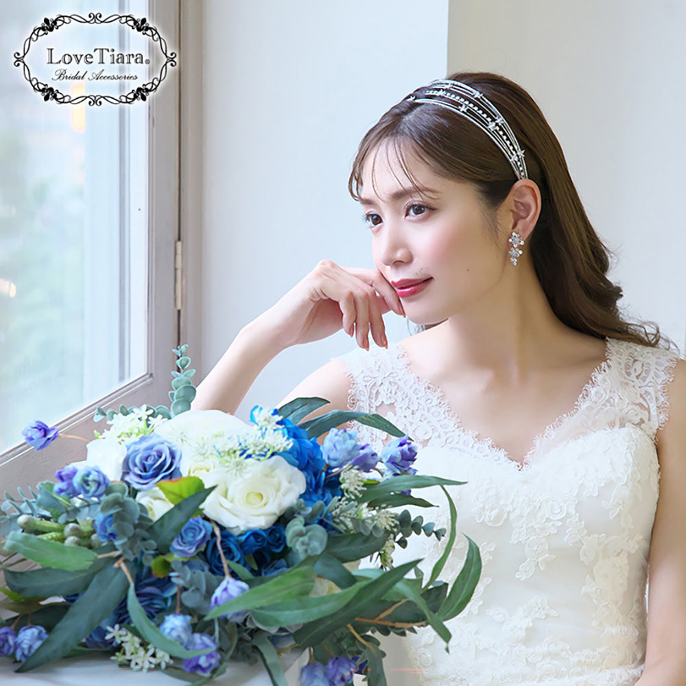 7連ステーションジルコニアカチューシャ【結婚式　ヘアアクセサリー】