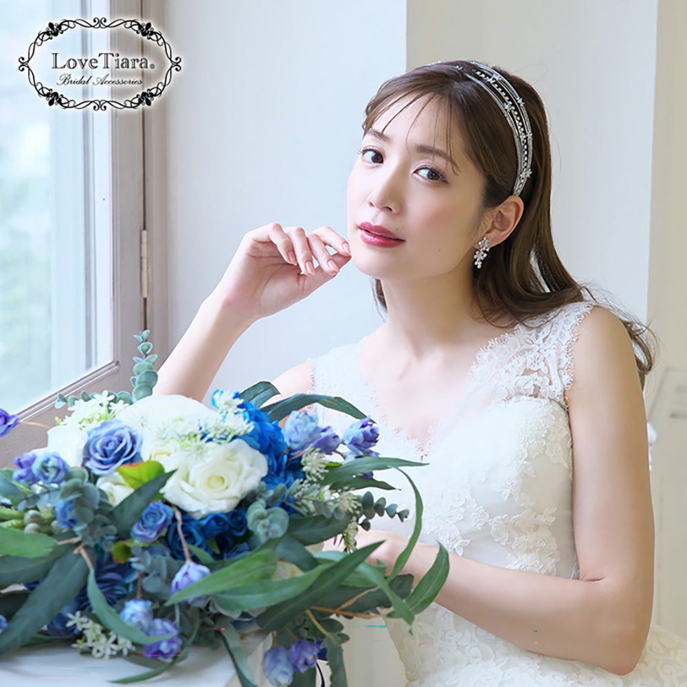 7連ステーションジルコニアカチューシャ【結婚式　ヘアアクセサリー】