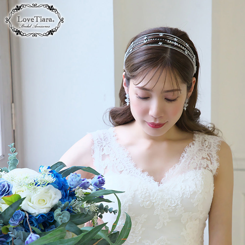 7連ステーションジルコニアカチューシャ【結婚式 ヘアアクセサリー】（KA-36）