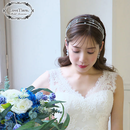 7連ステーションジルコニアカチューシャ【結婚式 ヘアアクセサリー】（KA-36）