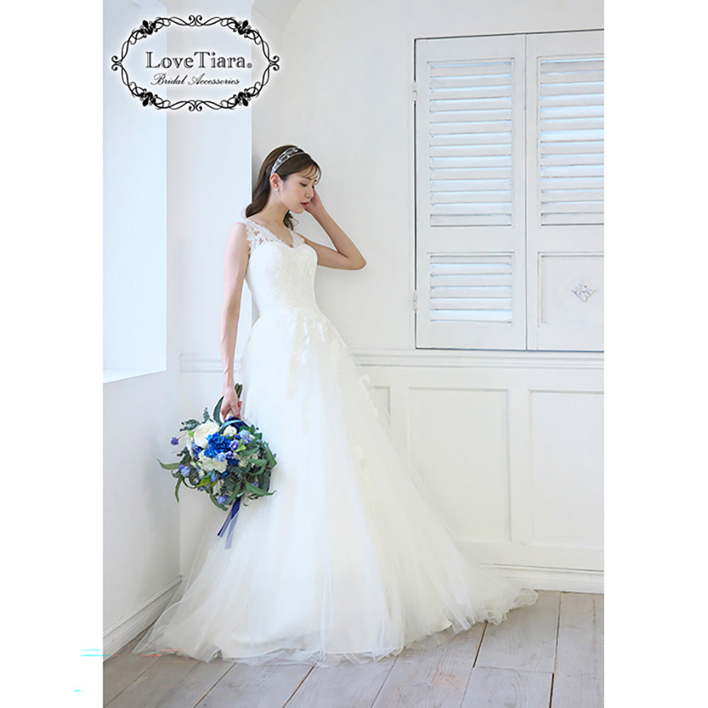 7連ステーションジルコニアカチューシャ【結婚式 ヘアアクセサリー】（KA-36）