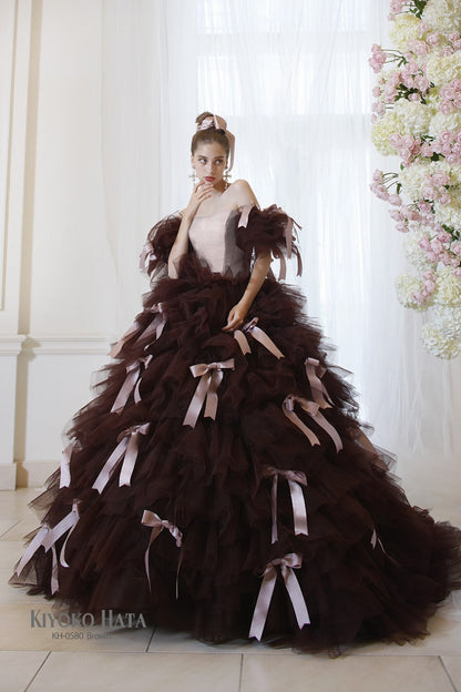 KH-0580brown【結婚式 カラードレス レンタル】