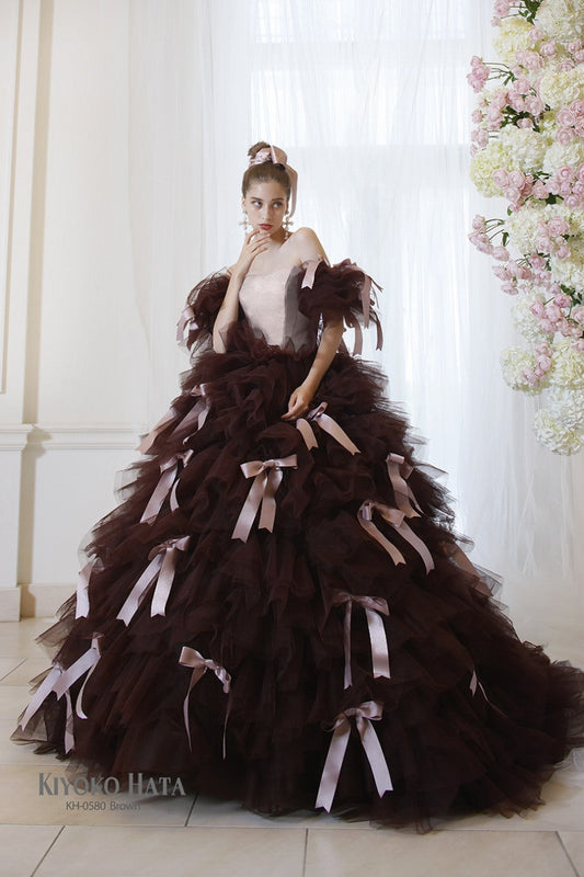 KH-0580brown【結婚式 カラードレス レンタル】