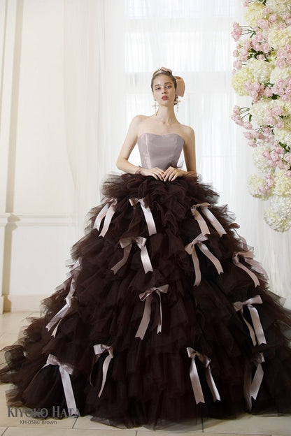 KH-0580brown【結婚式 カラードレス レンタル】