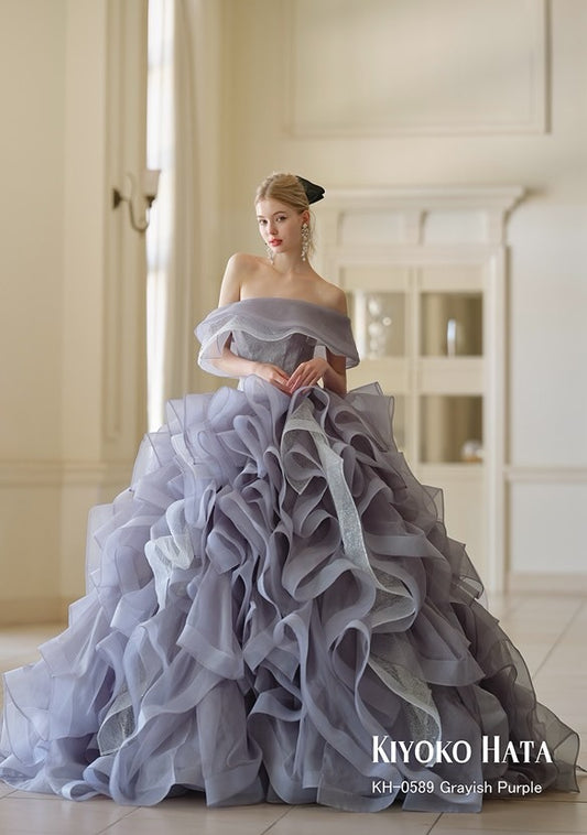 KH-0589グレイッシュパープル【結婚式 カラードレス レンタル】