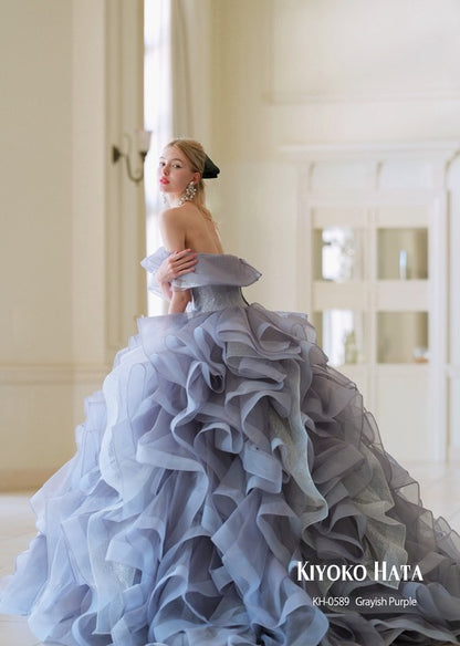KH-0589グレイッシュパープル【結婚式 カラードレス レンタル】
