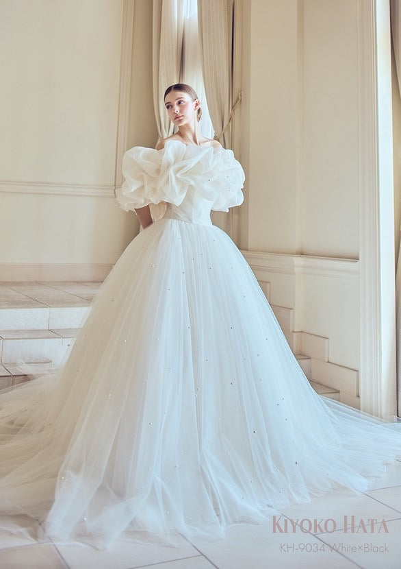 KH-9034(White×Black)【結婚式 ウェディングドレス レンタル】