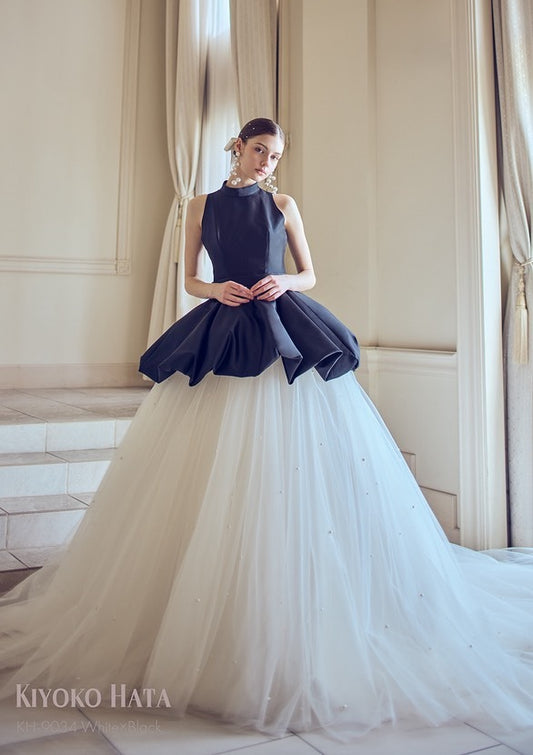 KH-9034(White×Black)【結婚式 ウェディングドレス レンタル】