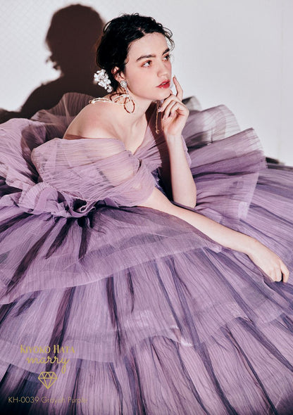 KH0039グレイッシュパープル【結婚式 カラードレス レンタル】