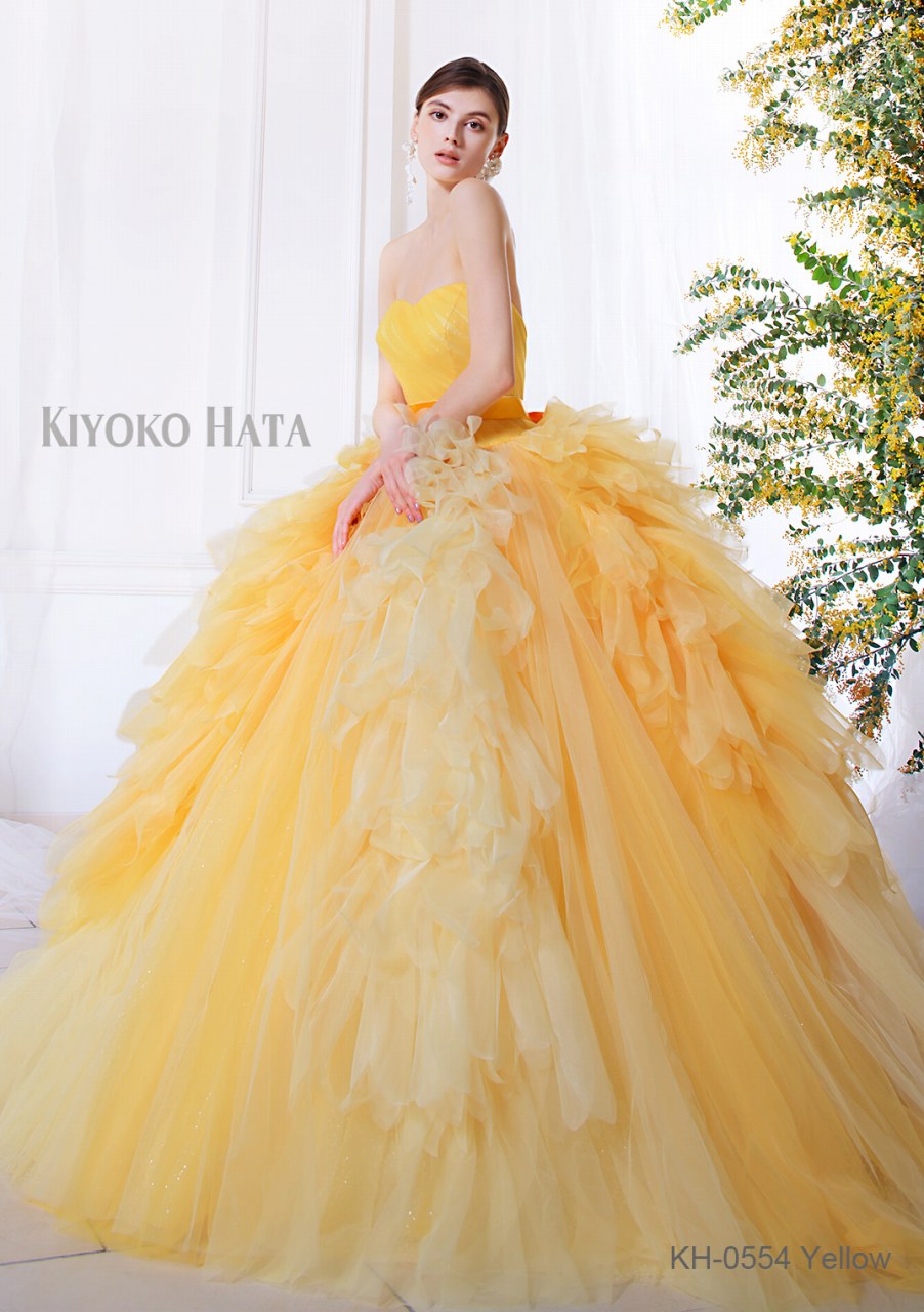 KH-0554 Yellow【結婚式　カラードレス　レンタル】