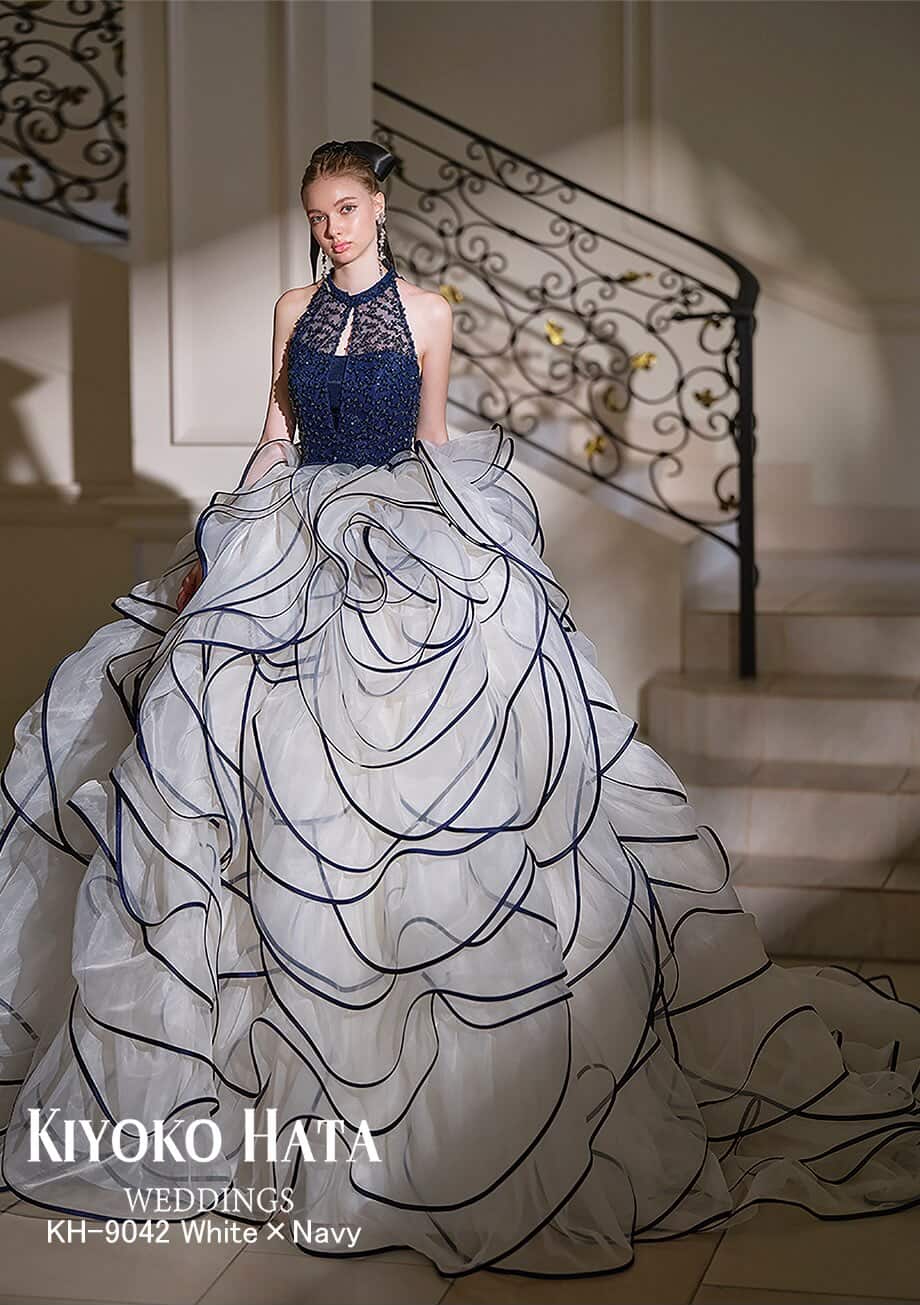 KH9042 White×Navy【結婚式 カラードレス レンタル】 – 結婚式準備