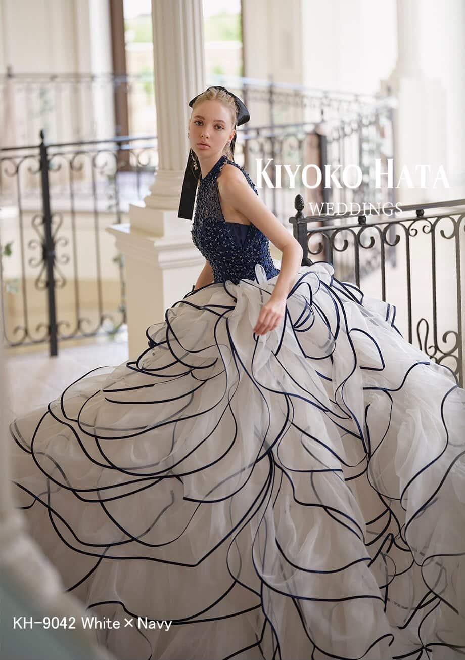 KH9042 White×Navy【結婚式 カラードレス レンタル】 – 結婚式準備