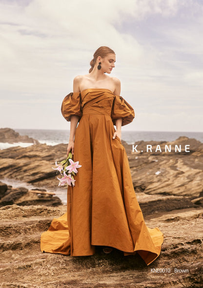 KNE0010 Brown【結婚式 カラードレス レンタル】