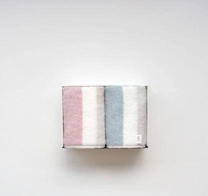 グレージュ フェイスタオル 2枚セット ピンク・ブルー 【結婚式 ギフト 引き出物 タオル 寝具】