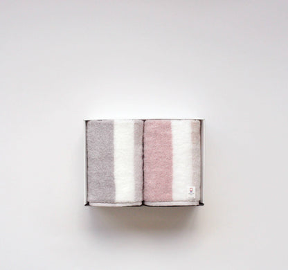 グレージュ フェイスタオル 2枚セット グレー・ピンク 【結婚式 ギフト 引き出物 タオル 寝具】