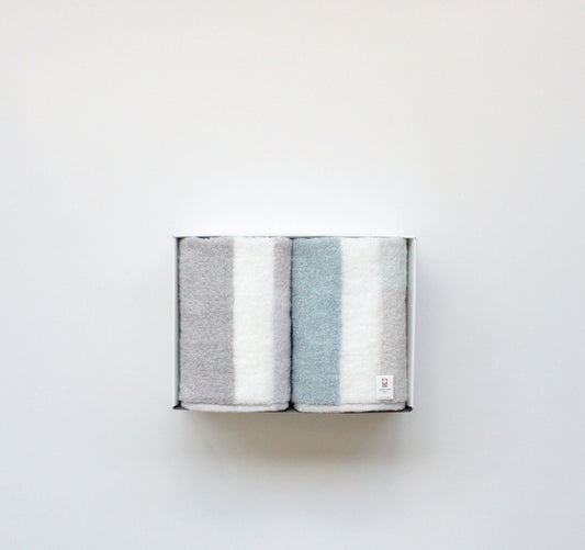 グレージュ フェイスタオル 2枚セット グレー・ブルー 【結婚式 ギフト 引き出物 タオル 寝具】