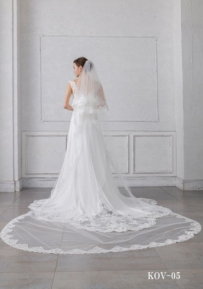 ISAMU MORITAオリジナル 抗菌ロングベール(フェイス付き レース) 【結婚式 ベール】