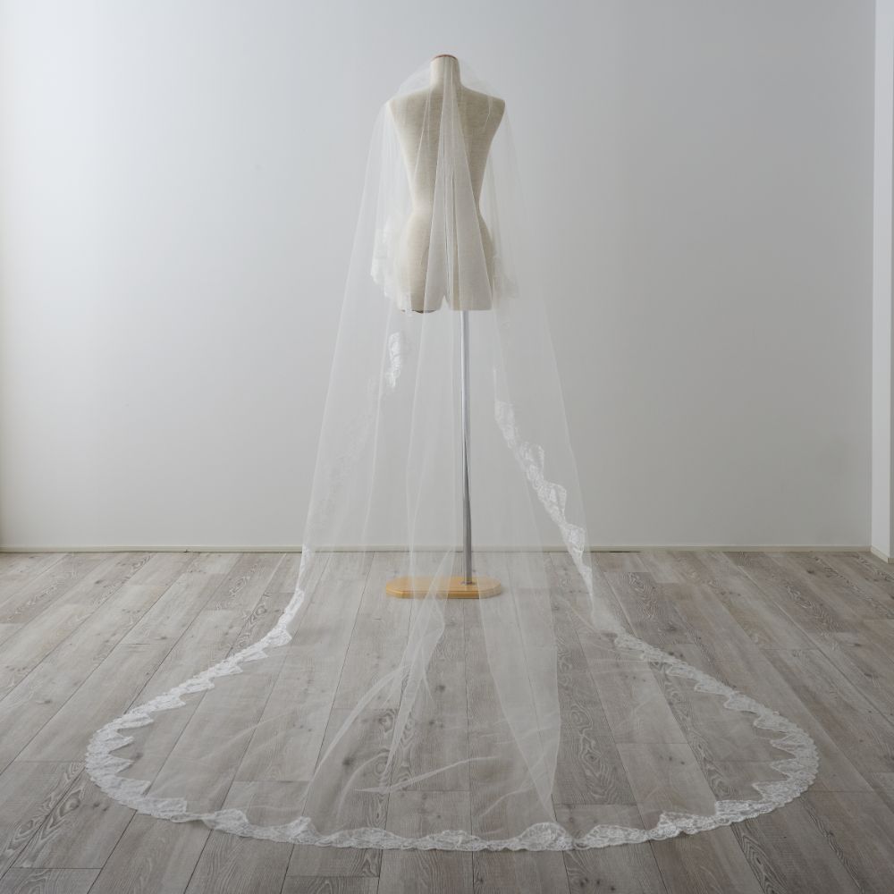 ISAMU MORITAオリジナル 抗菌ロングベール(フェイス付き レース) 【結婚式 ベール】