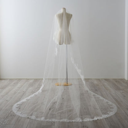 ISAMU MORITAオリジナル 抗菌ロングベール(フェイス付き レース) 【結婚式 ベール】