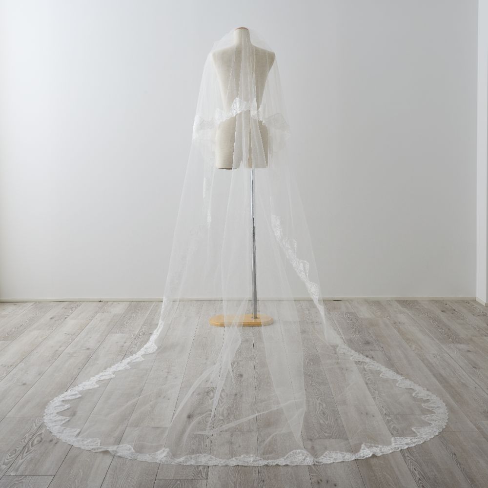 ISAMU MORITAオリジナル 抗菌ロングベール(フェイス付き レース) 【結婚式 ベール】